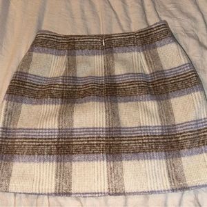 Lulu's Cream Plaid Mini Skirt with Lilac and Taupe Stripes